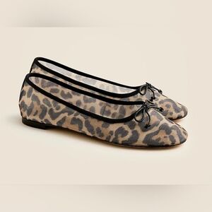 J. CREW ANDI BALLET FLATS IN PRINTED MESH, LEOPARD SIZE 8